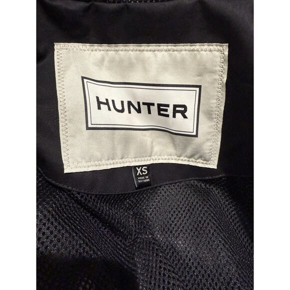 HUNTER Women's XS Cotton Smock Hooded Rain Jacket Water Resistant BLACK - Picture 11 of 11